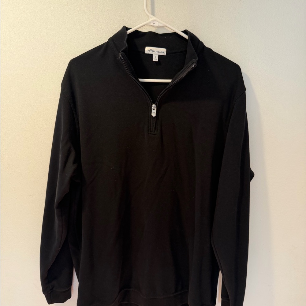Peter Millar Men's Black Zip-Up Sweater